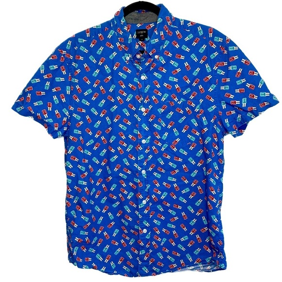 J.Crew Popsicle Bomb Pop Button Down Short Sleeve Shirt M - Picture 1 of 10